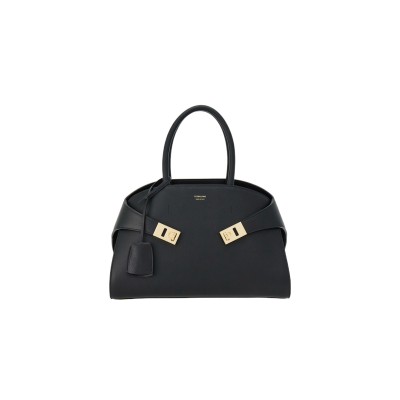 FERRAGAMO SMALL GANCINI LEATHER TOTE BAG (31.5*22*19cm)